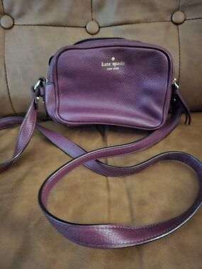 kate spade Plum Textured Leather Crossbody Bag with Gold Logo